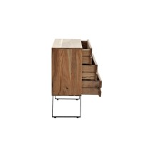 Cómoda de Madera Maciza Nogal-Negro con Patas Metálicas - 80x38x86.5 cm - Mueble de Almacenamiento Duradero para Dormitorio.