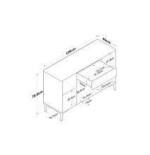 Buffet en Melamina Blanco-Castaño - 120x40x78.6 cm.