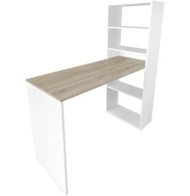 Mesa Escritorio con Estanteria Reversible, Medidas: 122 cm (Ancho) x 50 cm (Fondo) x140 cm (Alto) Color Blanco y Cambrian