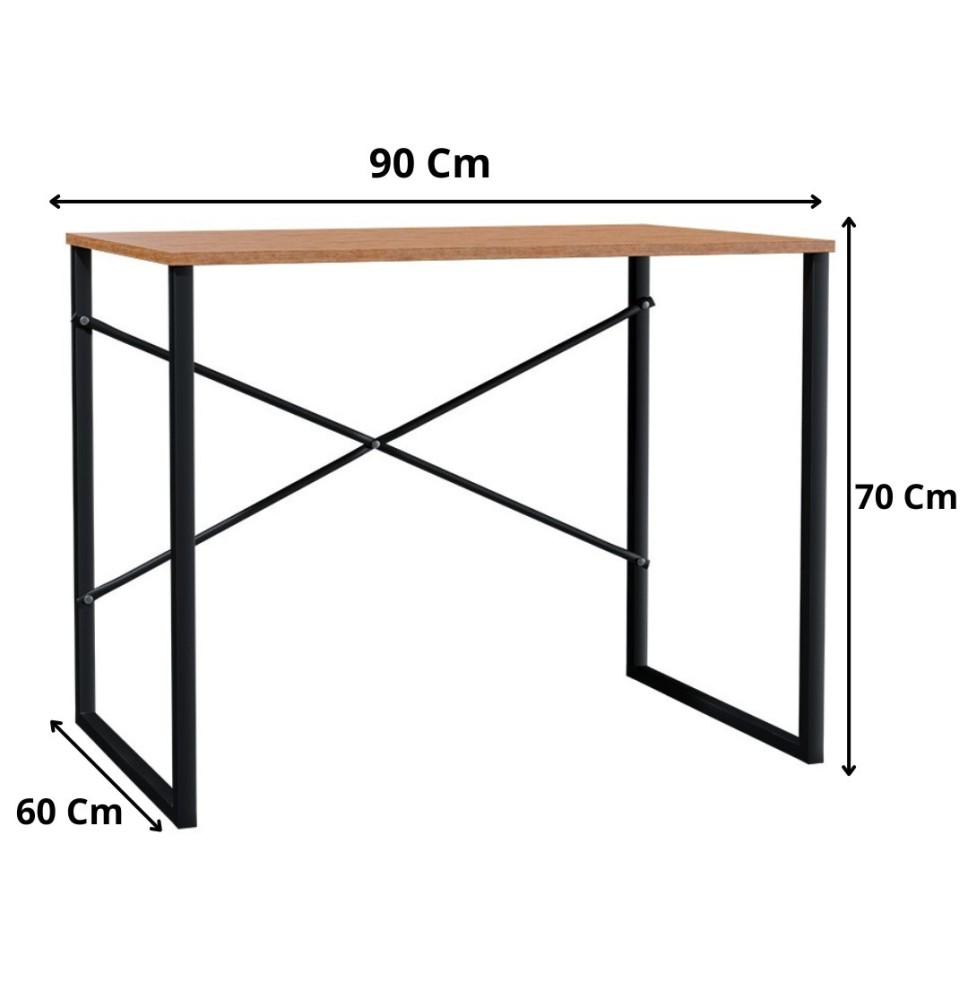 (SALDO) Mesa de Ordenador Estilo Industrial Color Nogal y Negro 90x60x70 Cm